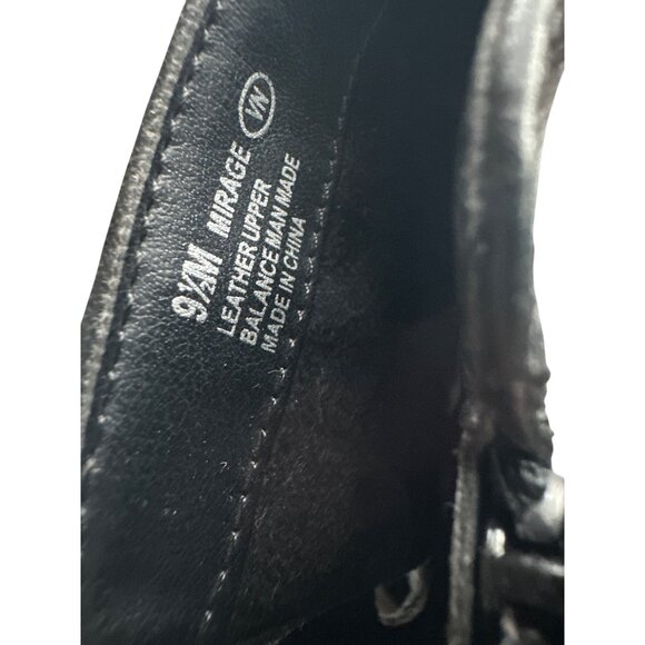 Aerosoles Mirage Leather Black Peep Toe Boots Buckles Side Zip 3" Heel Size 9.5 - Picture 8 of 9